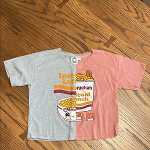 Maruchan Kids' Ramen Split Tee - Gray and Peach size L (10/12)